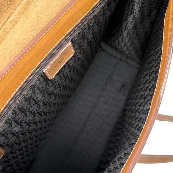 Christian Dior Vintage 2002 Logo Saddle Shoulder Tote Bag Camel Gold [106215] - Picture 12 of 15